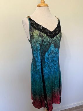 The Pyramid Collection Medium Sheer Lace Midi Romantic Dress Fully Lined